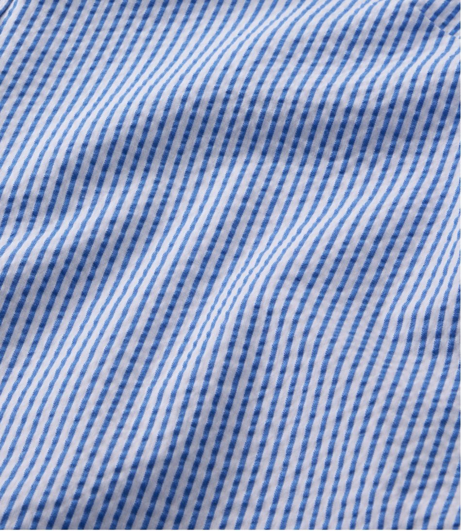 L.L.Bean | Women's Vacationland Seersucker Shirt, Short-Sleeve Popover Stripe