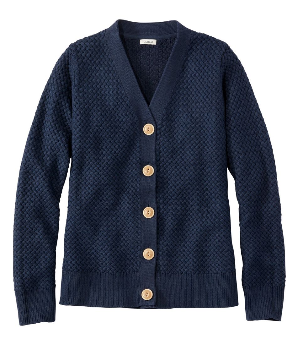 L.L.Bean | Women's Basketweave Sweater, Button-Front Cardigan