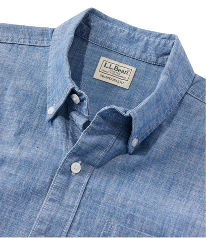 L.L.Bean | Men's Comfort Stretch® Chambray Shirt, Traditional Untucked Fit, Short-Sleeve