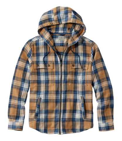 L.L.Bean | Men's 1912 Field Flannel Shirt, Hooded, Slightly Fitted Untucked Fit, Plaid
