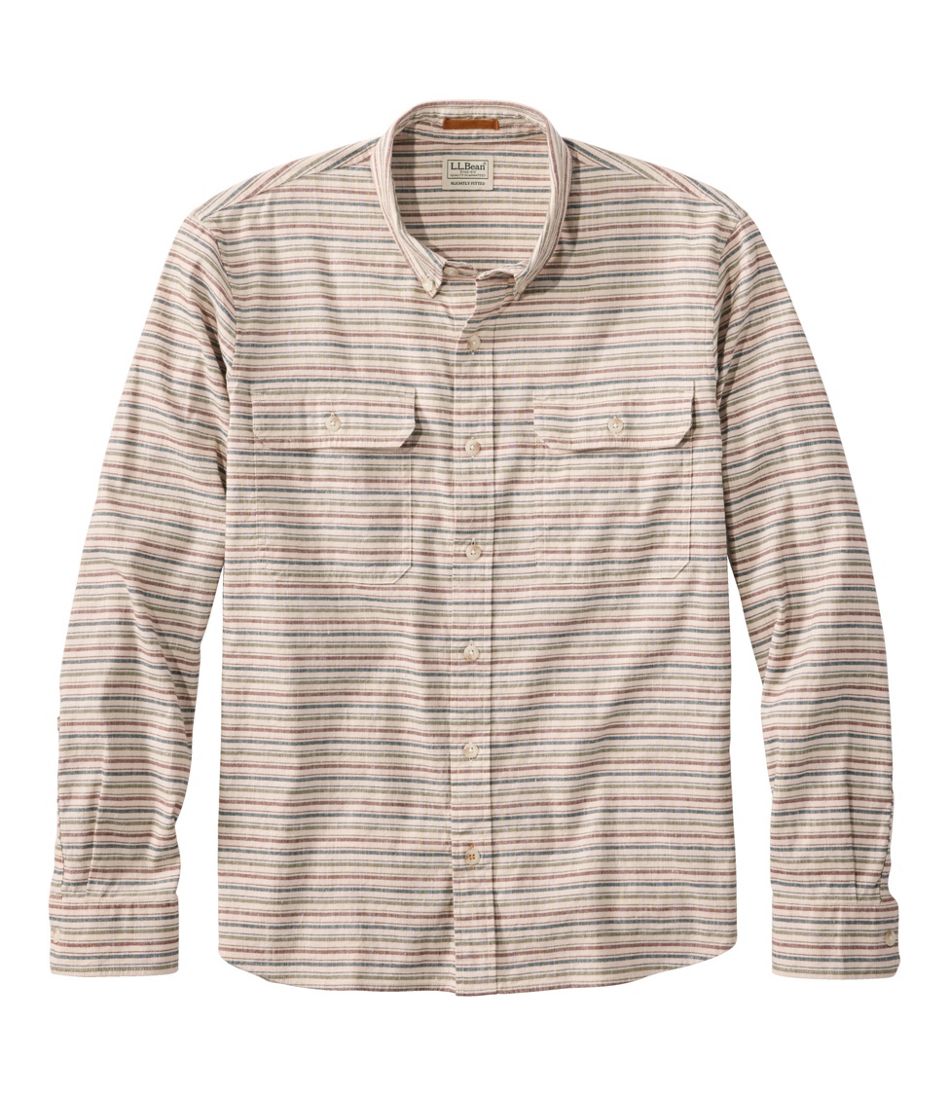 L.L.Bean | Men's Stonecoast Hemp Shirt, Long-Sleeve, Slightly Fitted Untucked Fit, Stripe