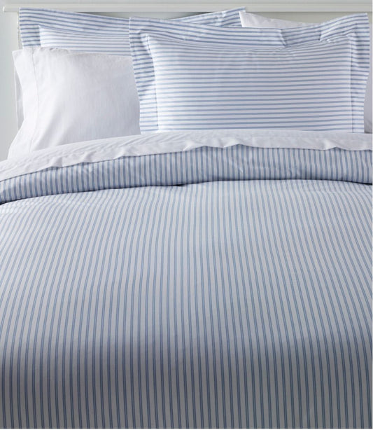 L.L.Bean | Premium Egyptian Percale Comforter Cover Collection, Stripe
