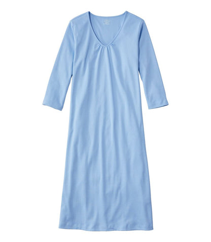 L.L.Bean | Women's Supima Cotton Nightgown, V-Neck Three-Quarter-Sleeve
