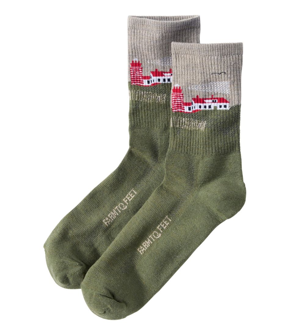 L.L.Bean | Adults' Farm to Feet Portland West Quoddy Lighthouse Light Cushion 3/4 Crew Socks