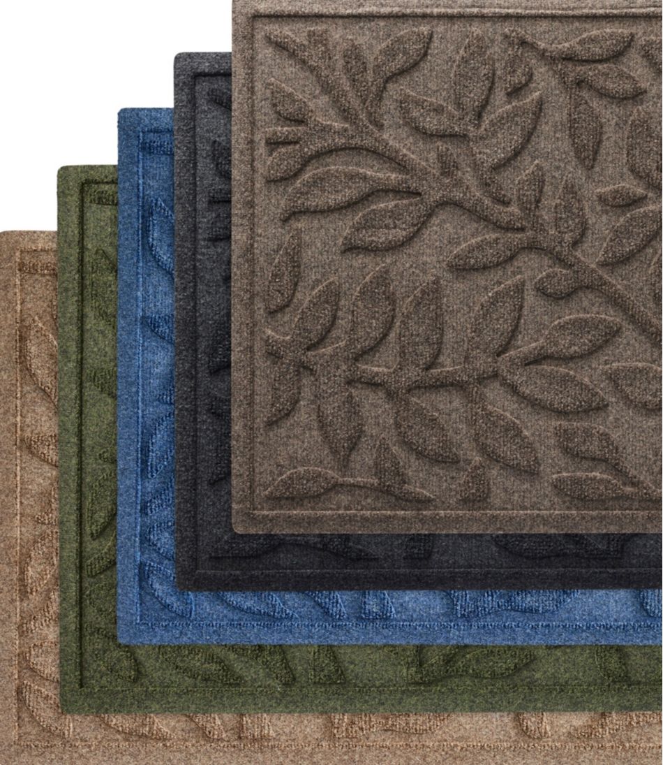 L.L.Bean | Heavyweight Recycled Waterhog Doormat, Half Round, Woodland Leaf