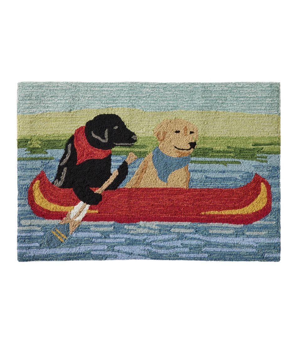 L.L.Bean | Indoor/Outdoor Vacationland Rug, Dog Canoe