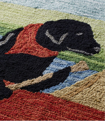 L.L.Bean | Indoor/Outdoor Vacationland Rug, Dog Canoe