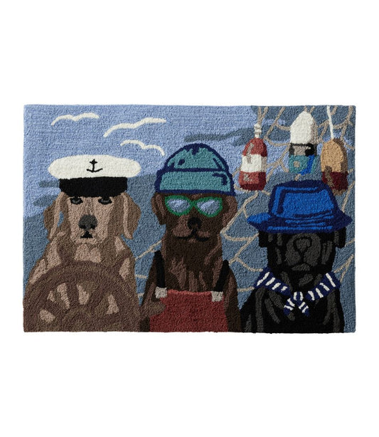 L.L.Bean | Indoor/Outdoor Vacationland Rug, Seaside Dogs