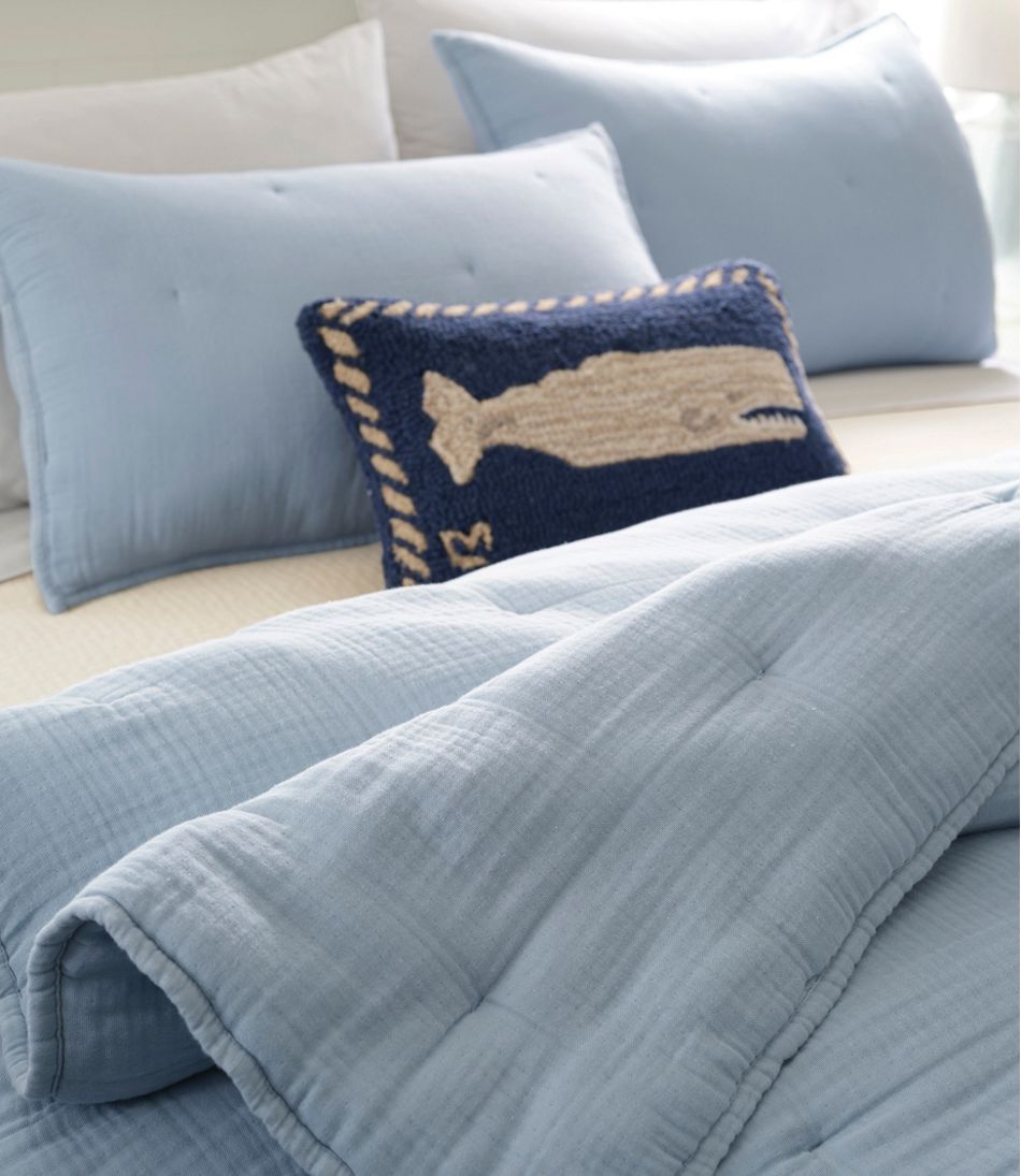 L.L.Bean | Wool Hooked Throw Pillow, Whale, 12" x 18"