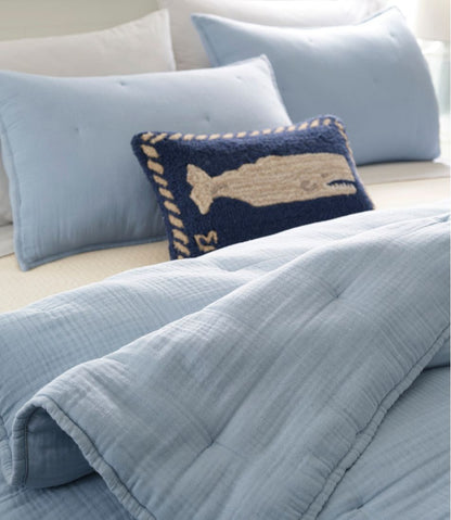 L.L.Bean | Wool Hooked Throw Pillow, Whale, 12" x 18"